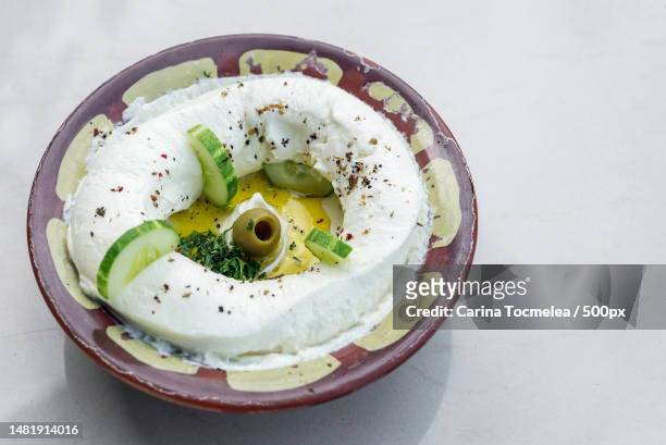 labneh fresh lebanese cream cheese dip snack food dip,romania - greek yogurt stock pictures, royalty-free photos & images