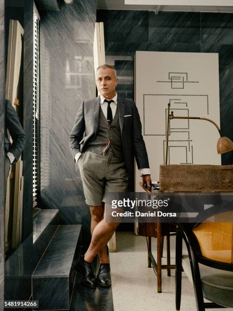 Fashion designer Thom Browne is photographed for Wall Street Journal on August 1, 2022 in New York City. PUBLISHED IMAGE.