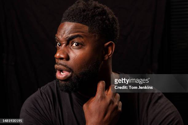 Micah Richards, the ex footballer now television pundit, poses for a portrait at the Mayfair Hotel on October 11th 2022 in London