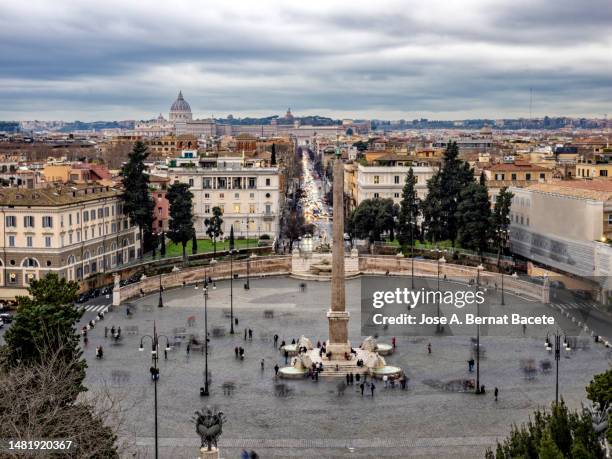 skylane of the city of rome at sunset with the vatican city in the background. - vatican city aerial stock pictures, royalty-free photos & images