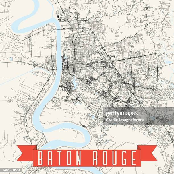 baton rouge, louisiana, usa vector map - baton rouge skyline stock illustrations