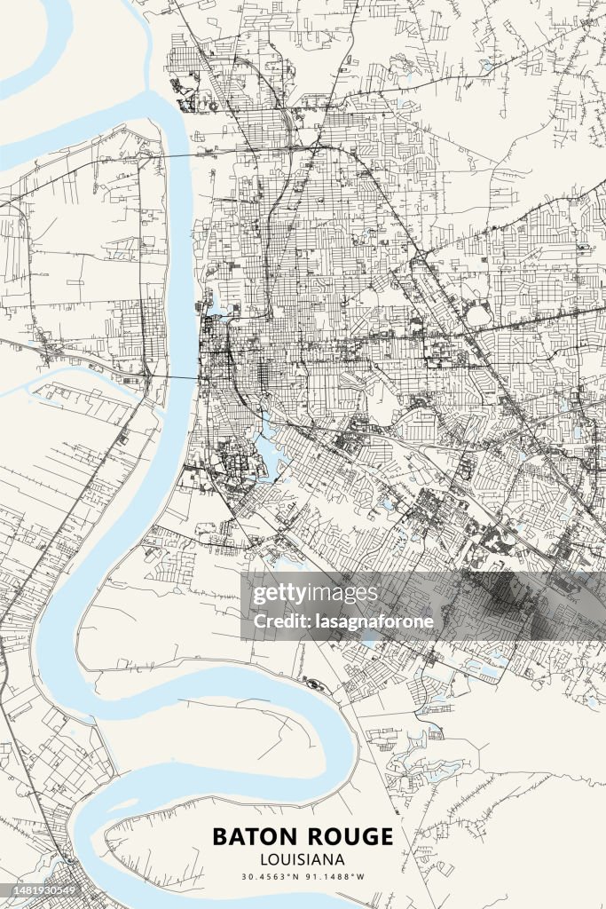 Baton Rouge, Louisiana, USA Vector Map