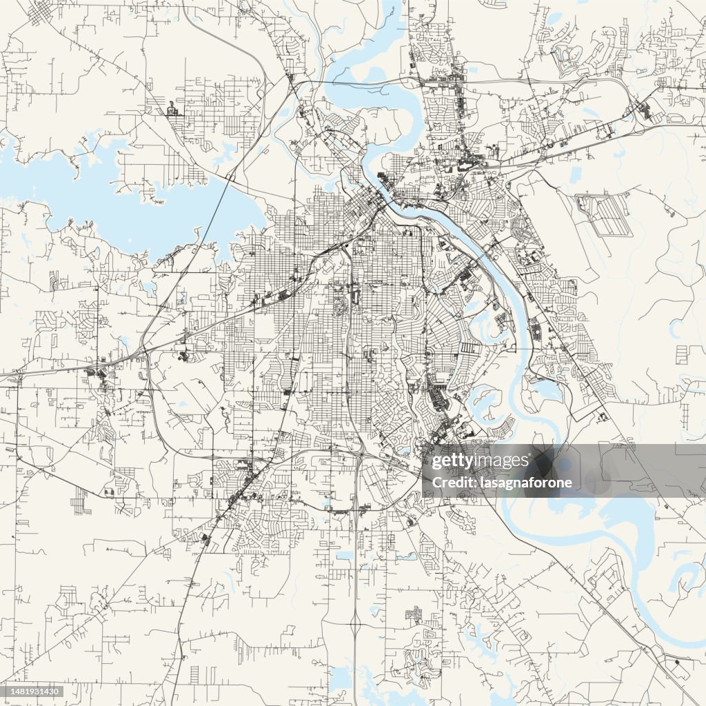 Shreveport, Louisiana, USA Vector Map