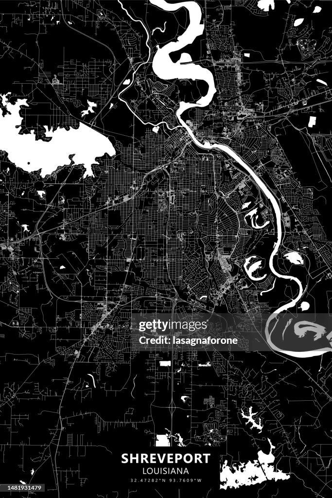 Shreveport, Louisiana, USA Vector Map