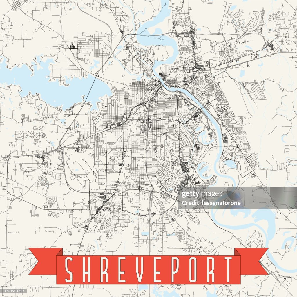 Shreveport, Louisiana, USA Vector Map
