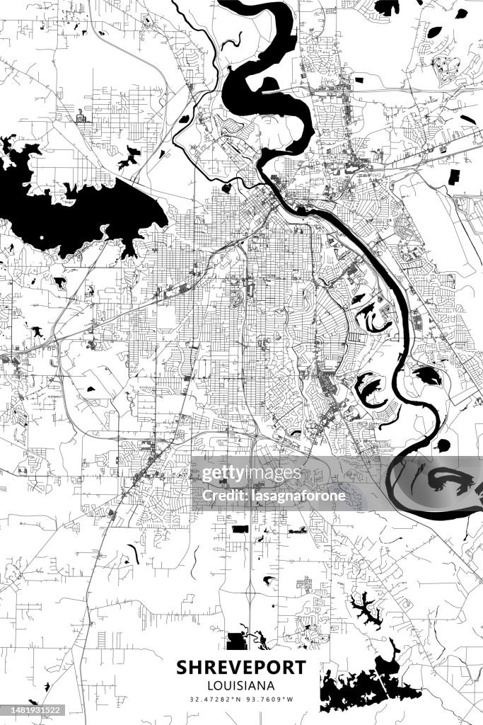 Shreveport, Louisiana, USA Vector Map