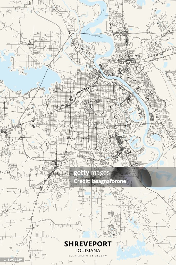 Shreveport, Louisiana, USA Vector Map