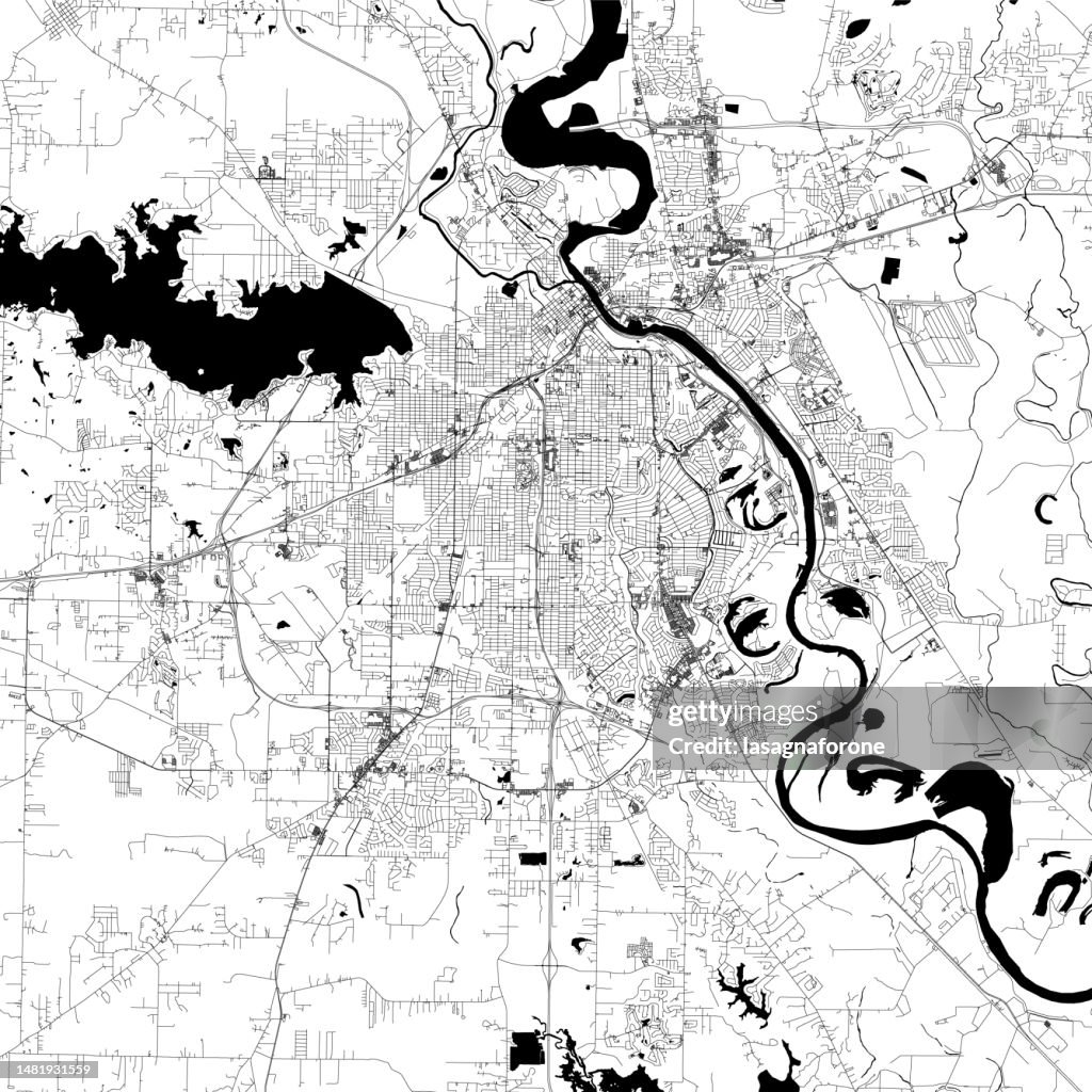 Shreveport, Louisiana, USA Vector Map