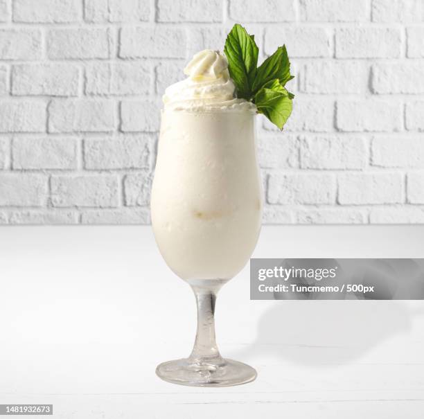 close-up of drink on table against wall,turkey - blended drink stock pictures, royalty-free photos & images