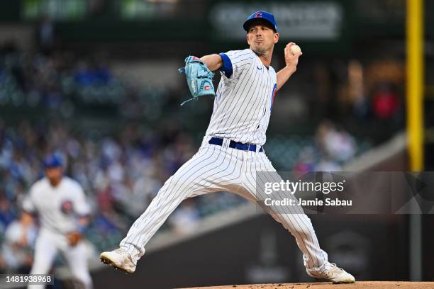 Drew Smyly of the Chicago Cubs pitches against the Seattle Mariners at Wrigley Field on April 10, 2023 in Chicago, Illinois.