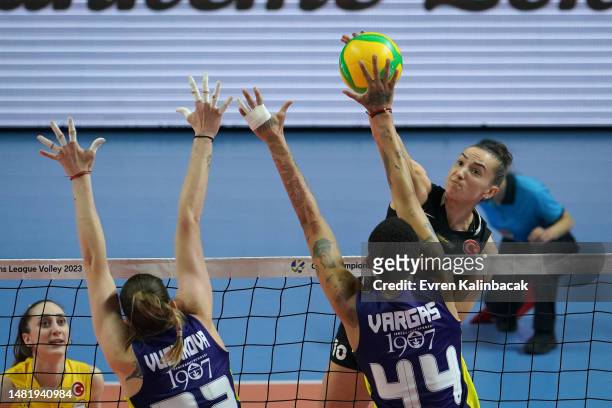 Gabriela Guimaraes of Vakifbank in action during the CEV Women's Champions League Volley 2023 semifinal match between Fenerbahce Opet and Vakifbank...