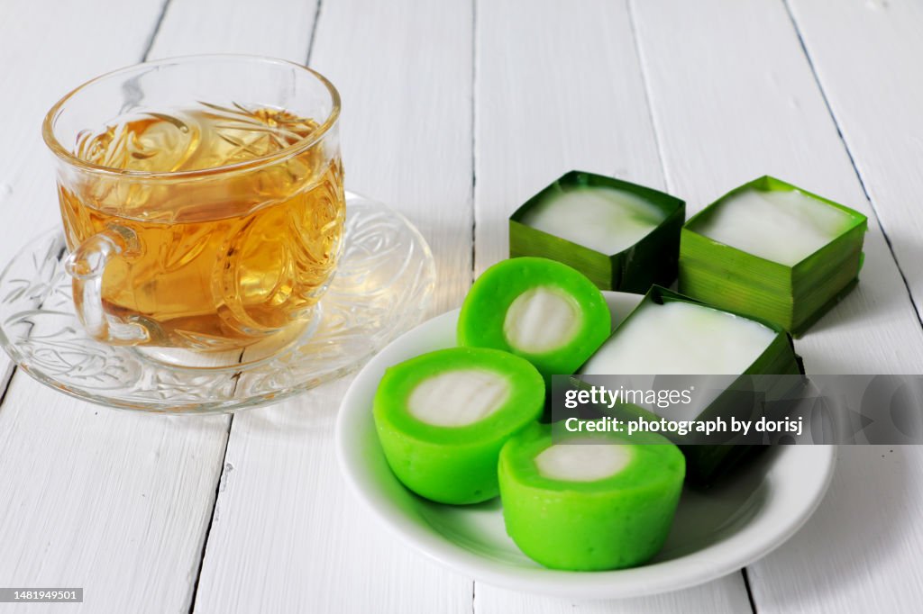 Kuih muih and hot tea