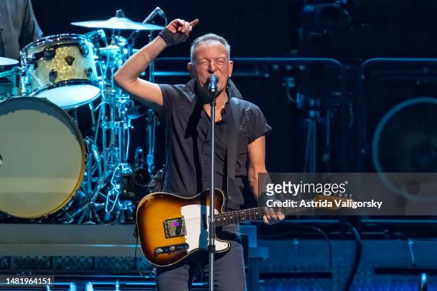 Bruce Springsteen performs with the E Street Band at UBS Arena on April 11, 2023 in Elmont, New York.