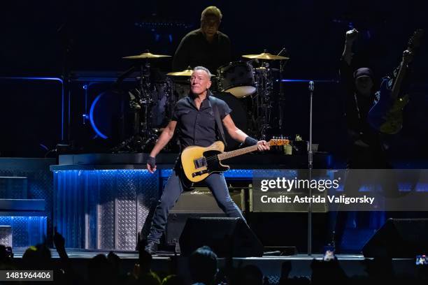 Bruce Springsteen performs with the E Street Band at UBS Arena on April 11, 2023 in Elmont, New York.