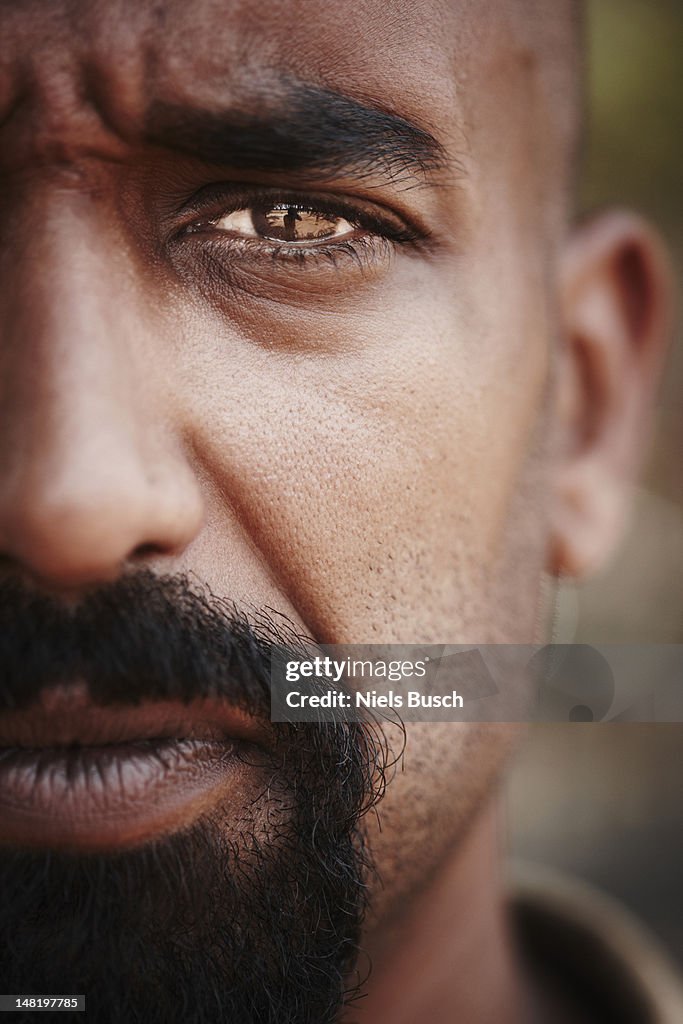 Close up of reflection in mans eye