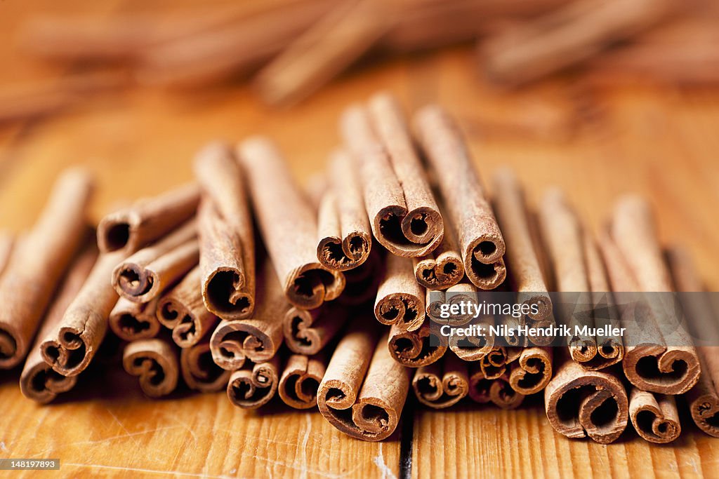 Close up of sticks of cinnamon