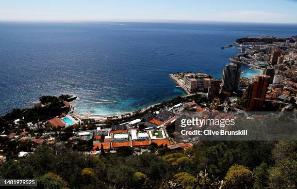 General view over looking Monte Carlo Tennis and Country Club during day five of the Rolex Monte-Carlo Masters at Monte-Carlo Country Club on April...