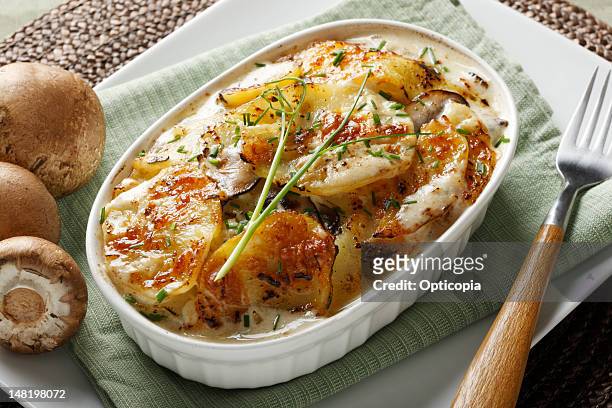 close up of potato casserole - gratinerad bildbanksfoton och bilder