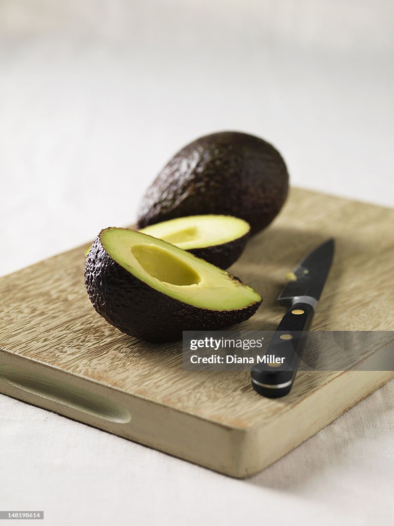 Close up of halved avocado