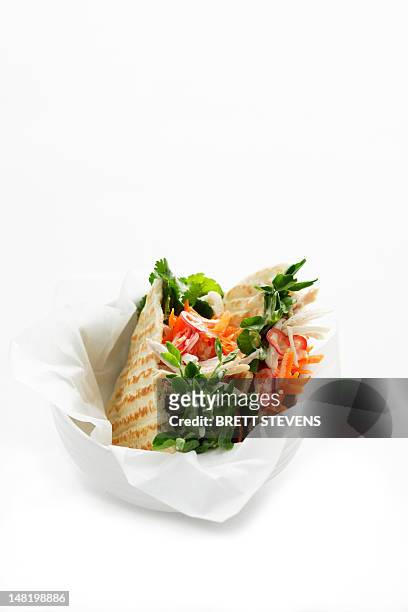 close up of chicken pita - pitta bread stock pictures, royalty-free photos & images