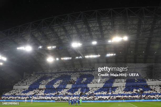General view inside the stadium prior to the UEFA Europa Conference League quarterfinal first leg match between Lech Poznan and ACF Fiorentina at...