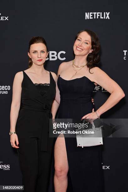 Fay Marsay and Heidi Lynch arrive at the Digital & Immersive Awards during the 2023 Canadian Screen Awards on April 13, 2023 in Toronto, Ontario.