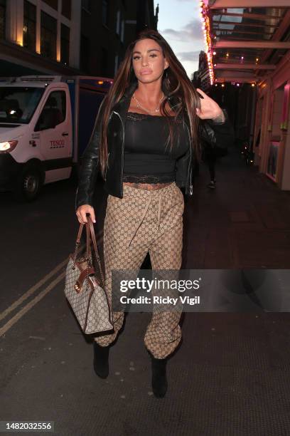 Katie Price seen attending Vardy v Rooney: The Wagatha Christie Trial - gala night on April 13, 2023 in London, England.