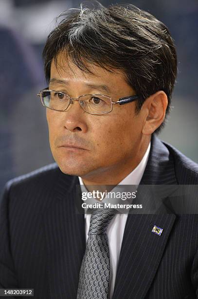 Head coach Takashi Sekizuka of Japan looks on during the international friendly match between Japan U-23 and New Zealand U-23 at the National Stadium...