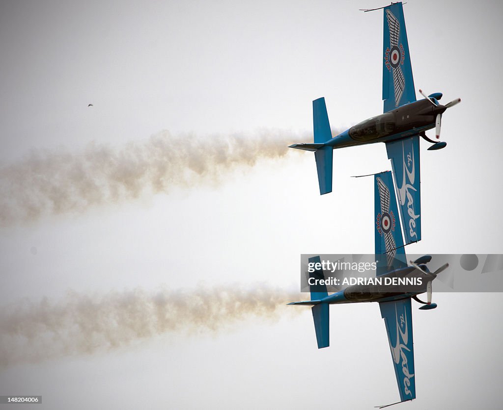 The Blades aerobatic team perform a rout