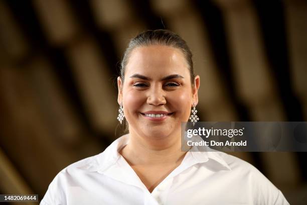 Jelena Dokic poses during the Witchery White Shirt Campaign Launch on April 13, 2023 in Sydney, Australia.