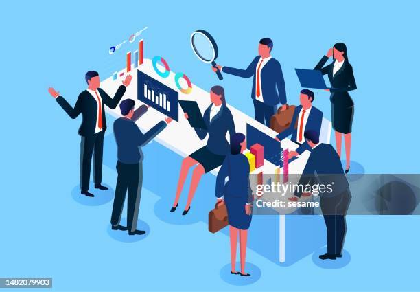 stockillustraties, clipart, cartoons en iconen met co-working, team communication, team discussions and meetings, staff training, learning and seminars, etc. distance business groups come together to discuss and study - auditorium