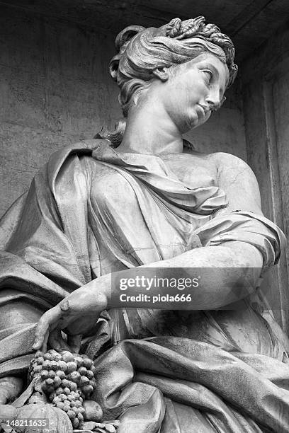estátua de uma mulher com uvas na fonte de trevi - escultura imagens e fotografias de stock