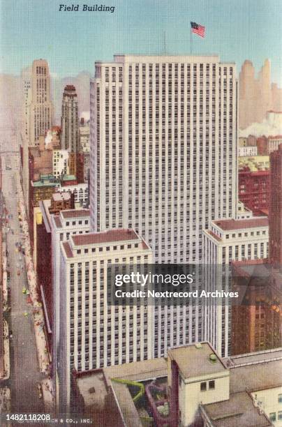 Vintage colorized historic souvenir photo postcard published in 1937 as part of a series titled, 'Greater Chicago,' depicting a view of the stately...