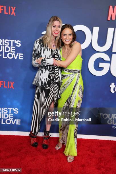 Tara Reid and Rachel Leigh Cook attend the World Premiere Of Netflix's New Rom-Com "A Tourist's Guide To Love" at TUDUM Theater on April 13, 2023 in...