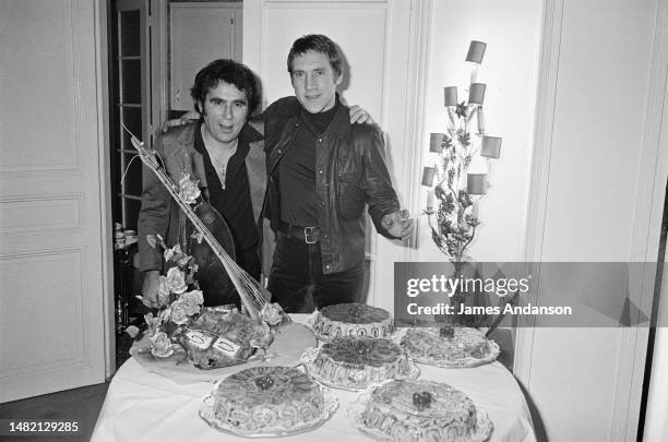 Marina Vlady celebrates her birthday with her hsuband and some friends - French singer Claude Nougaro and Vladimir Vysotsky pictured here.