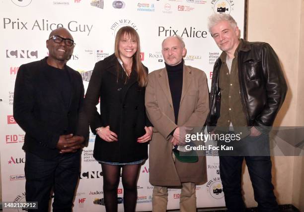 Lucien Jean-Baptiste, director Alice Winocour, Grégoire Hetzel and Pierre Zeni attend Alice Guy 2023 Ceremony at Cinema Max Linder on April 13, 2023...