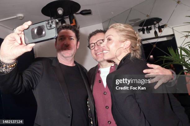 Guest, Dany Boon and Charlotte Bouteloup attend "La Vie Pour De Vrai" screening party hosted by Oniriq Magazine at Silencio Des Pres on April 13,...