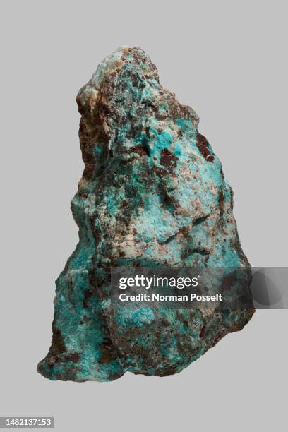 close up textured german chrysocolla stone on gray background - gemstone stock pictures, royalty-free photos & images