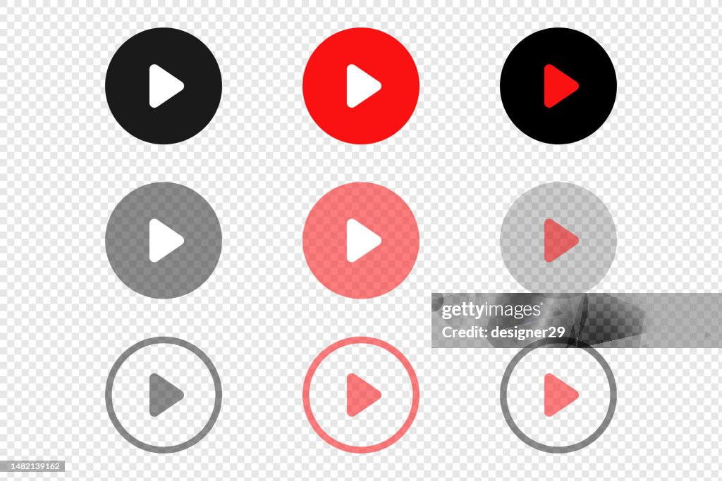 Play Button Set Vector Design On Transparent Background High-Res Vector ...