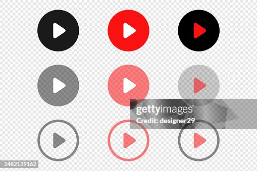 Play Button Set Vector Design On Transparent Background High-Res Vector ...