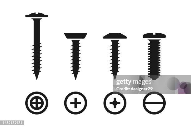 screw icon set vector design. - screw stock illustrations