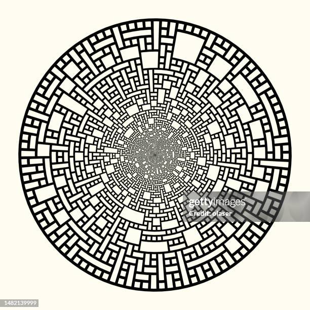 circular rectangular pattern - rectangle maze vector stock illustrations