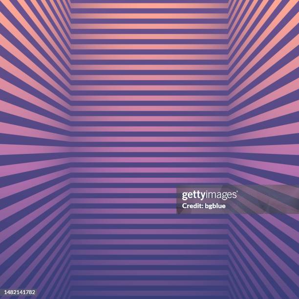 abstract striped background and purple gradient - trendy 3d background - futuristic empty room stock illustrations