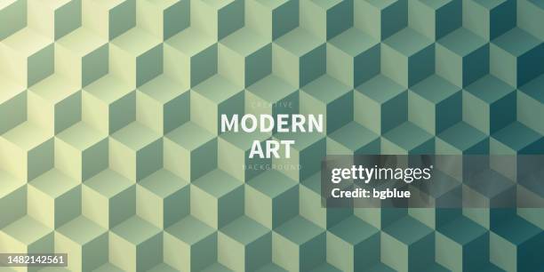 abstract geometric background with green cubes - trendy 3d background - blockchain isometric stock illustrations