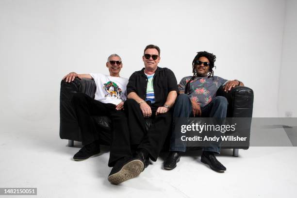 Reggae pop band UB40 featuring Ali, Astro & Mickey photographed in London in 2014