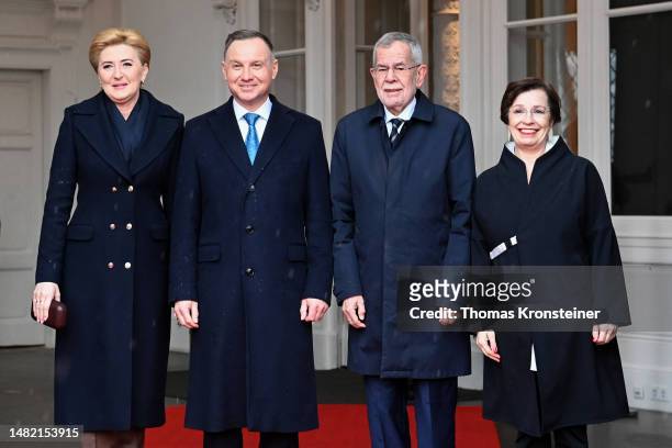 Polish First Lady Agata Kornhauser-Duda, Polish President Andrzej Duda, Austrian President Alexander van der Bellen and his wife, Austrian First Lady...