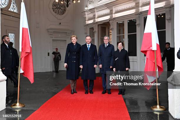 Polish First Lady Agata Kornhauser-Duda, Polish President Andrzej Duda, Austrian President Alexander van der Bellen and his wife, Austrian First Lady...