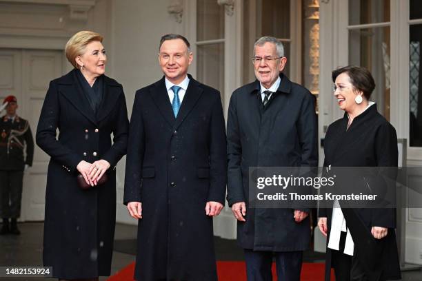 Polish First Lady Agata Kornhauser-Duda, Polish President Andrzej Duda, Austrian President Alexander van der Bellen and his wife, Austrian First Lady...