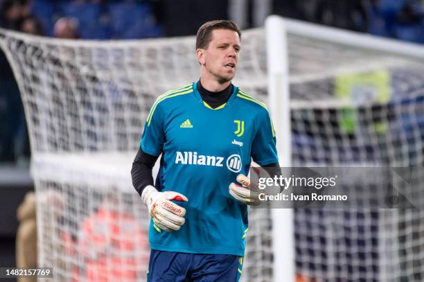 Wojciech Szczesny of Juventus FC pre-game warm up during the Serie A match between SS Lazio and Juventus at Stadio Olimpico on April 08, 2023 in...