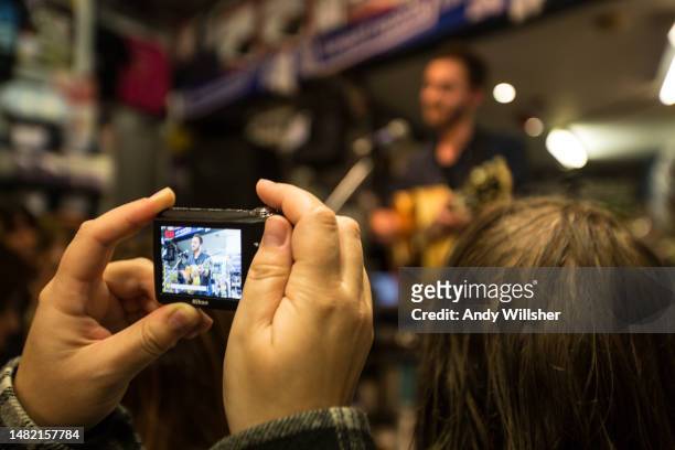 Indie band Editors performing in Banquet Records in London in 2014
